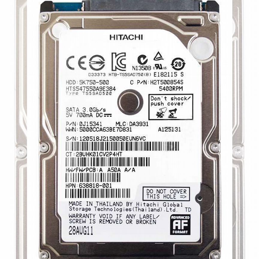 [H2T500854S] Жесткий Диск Hitachi 500gb Sata2 2,5" H2t500854s