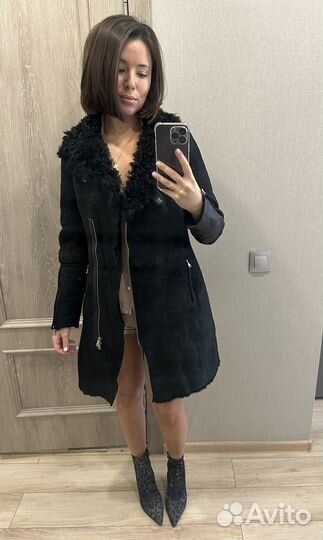 Женская кожаная дубленка снежная королева