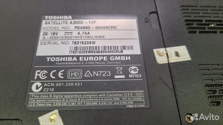 Ноутбук Toshiba Satellite A300D-14P