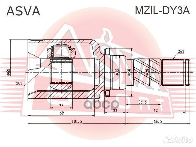 ШРУС внутренний перед лев mazda/ demio DY3