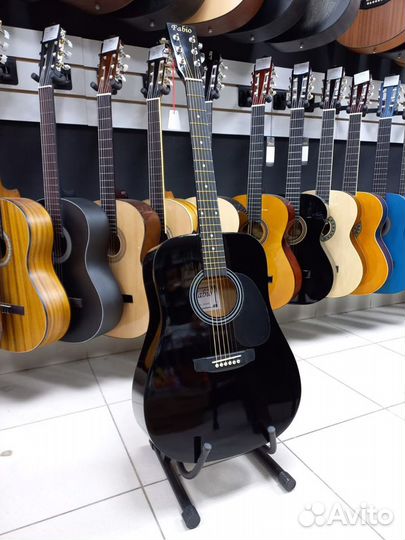 Акустическая гитара Новая Черная Fabio