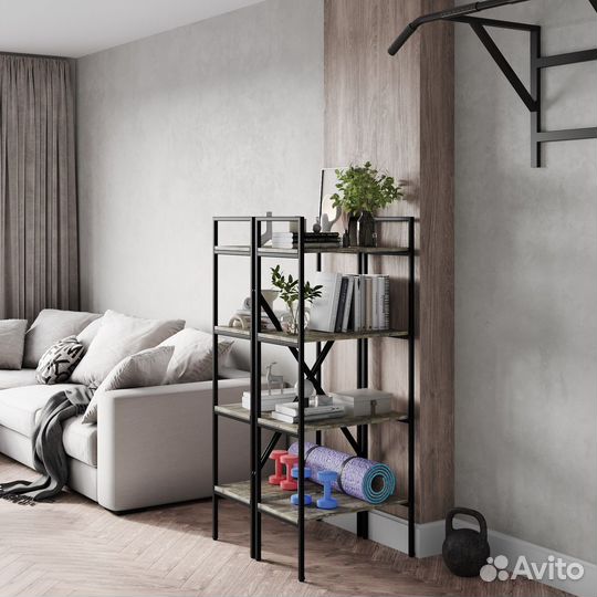 Стеллаж strong loft, серый, 4 полки,неразборный