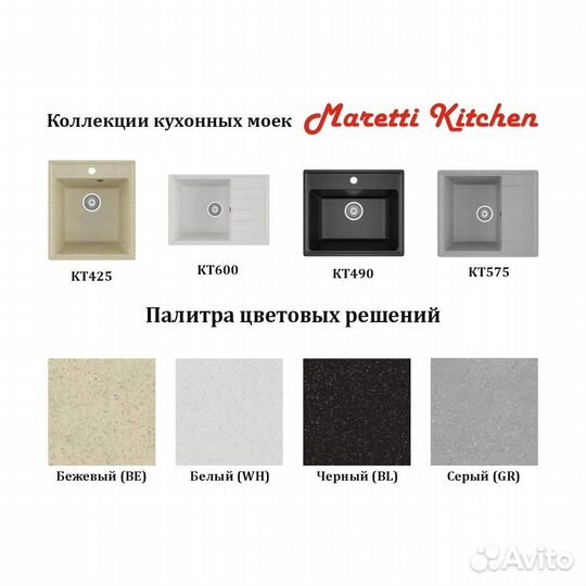 Кухонная мойка Maretti Kitchen KT575-GR, серый