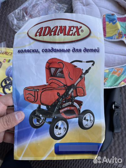 Коляска adamex 3 в 1 голубая