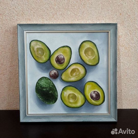 Картина маслом на холсте 30х30 Авокадо
