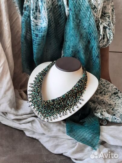 Колье косынка на шею из бисера