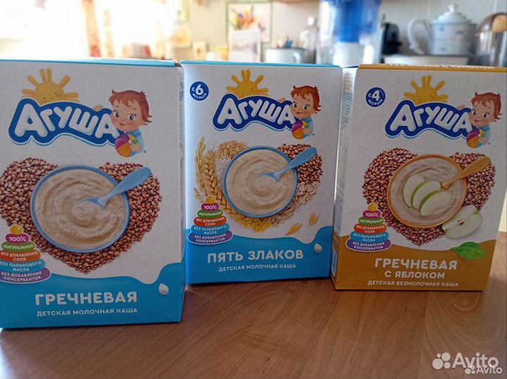 Детские каши безмолочные, молочные Агуша