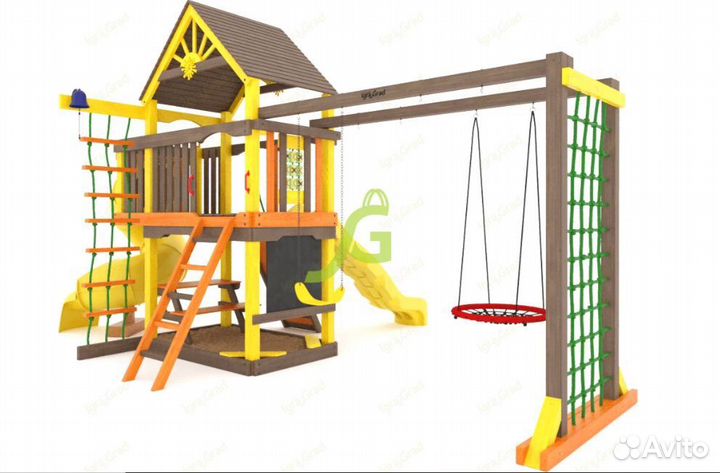 Игровая площадка Шато с трубой (Дерево) мод.2