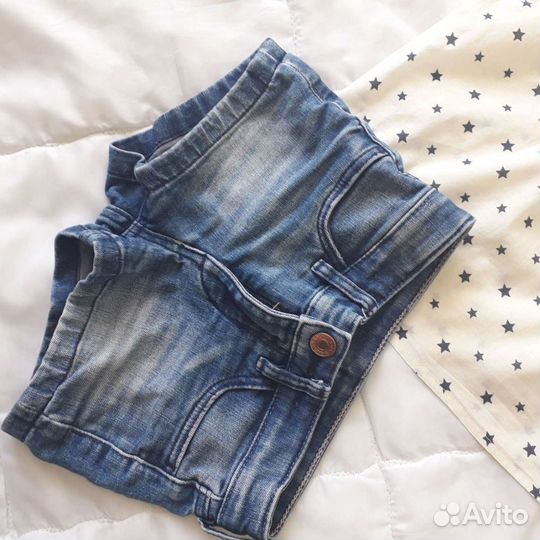 Джинсовые шорты h&m, блузки р.110