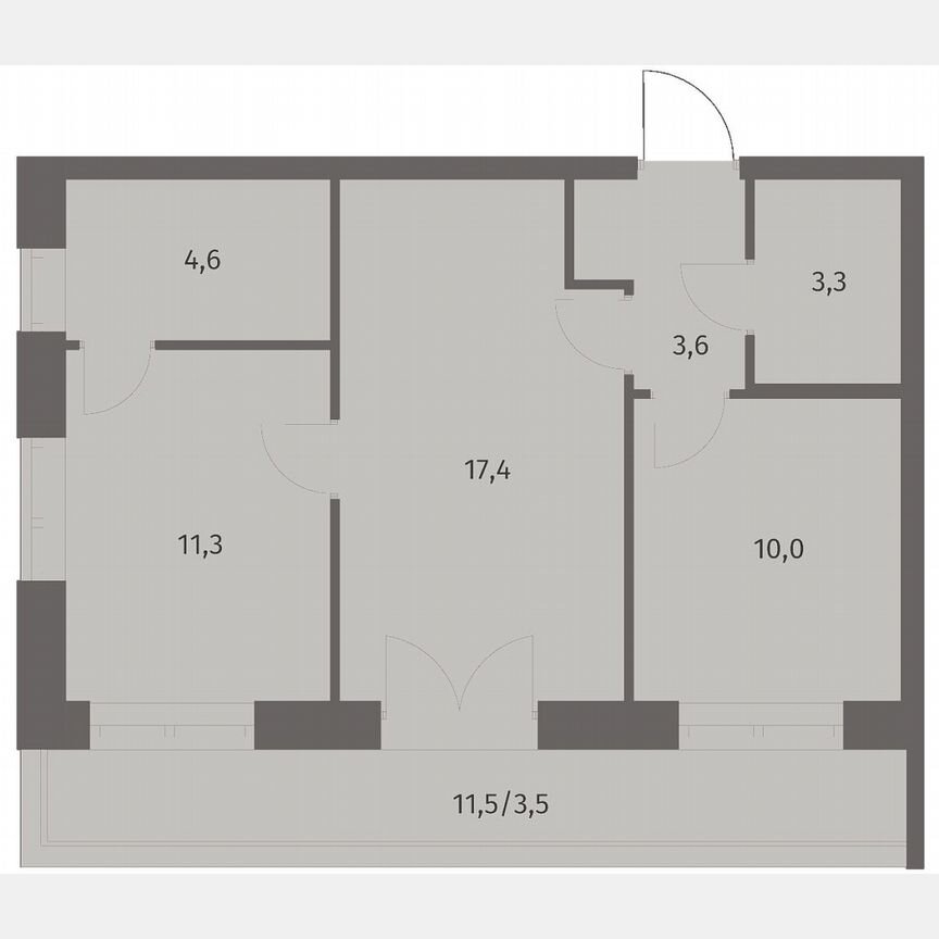 2-к. квартира, 53,6 м², 9/11 эт.