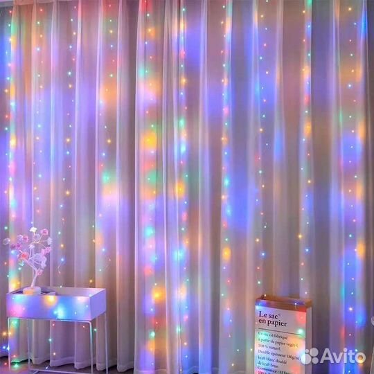 Гирлянда штора, с пультом