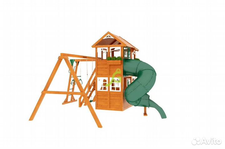 Детская площадка. Домик с трубой и рукоходом Luxe