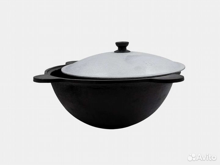 Казан чугунный 8 литров, круглое дно