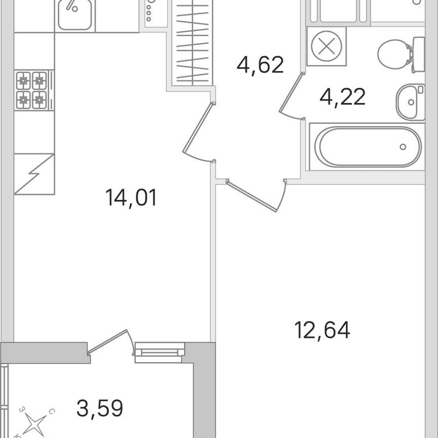 1-к. квартира, 36,6 м², 4/8 эт.