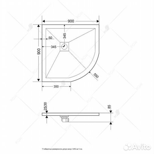 Душевой поддон RGW Stone Tray ST/R-G 900х900х25 гр