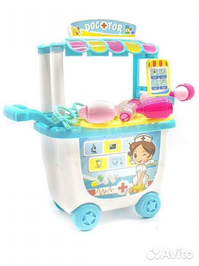Детский игровой набор доктор. В тележке