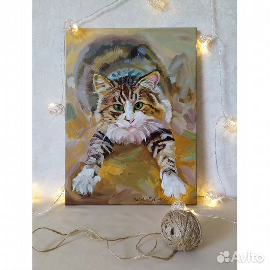 Картина Кот Джоня 30 на 40 см холст маслом