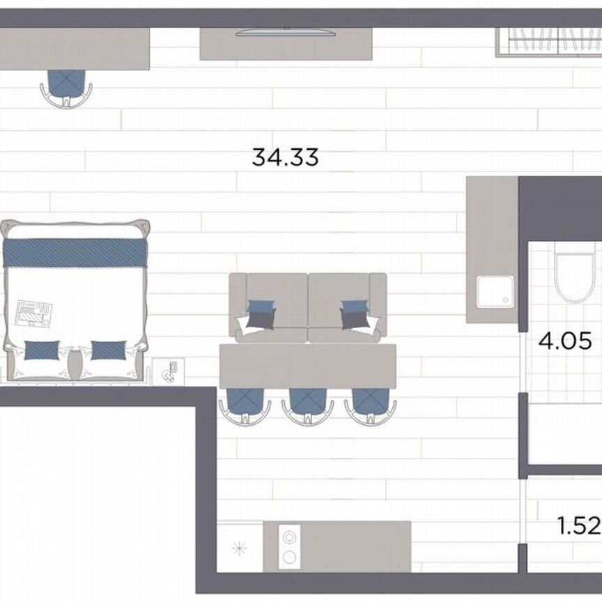 Апартаменты-студия, 39,9 м², 11/14 эт.