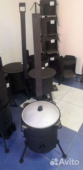 Казан чугунный узбекский Наманган + печь. Комплект