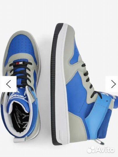 Томми Джинс Высокие кроссовки - синие