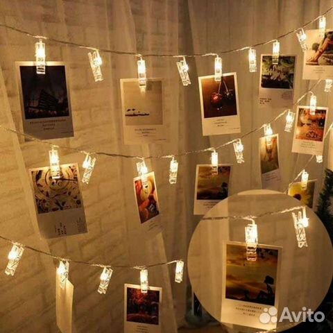 Гирлянда с прищепками для фото