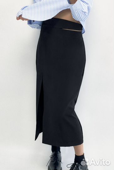 Zara оригинал юбка миди с разрезом в наличии М