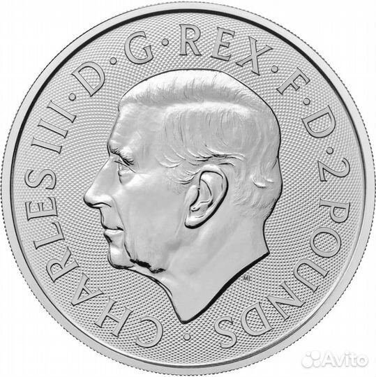 Серебряная монета Беовульф и Грендель 2 фунта 2024