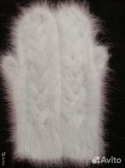 Варежки и шапки Бини из Ангоры(пух норки) ручная р