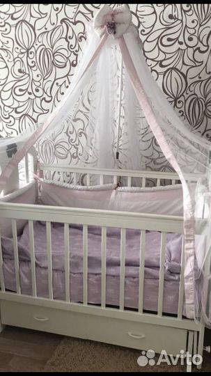 Комплект балдахин и бортики в детскую кроватку