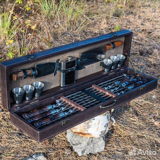 Набор шампуров Большой в коробе кожзам