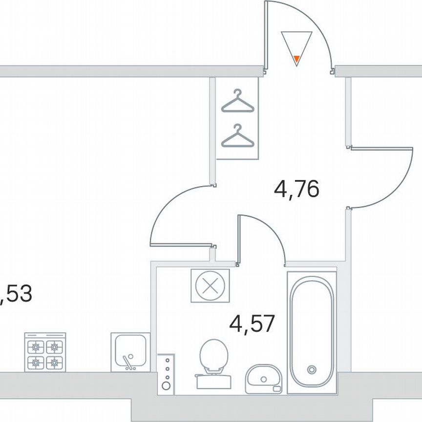 1-к. квартира, 43,3 м², 3/4 эт.