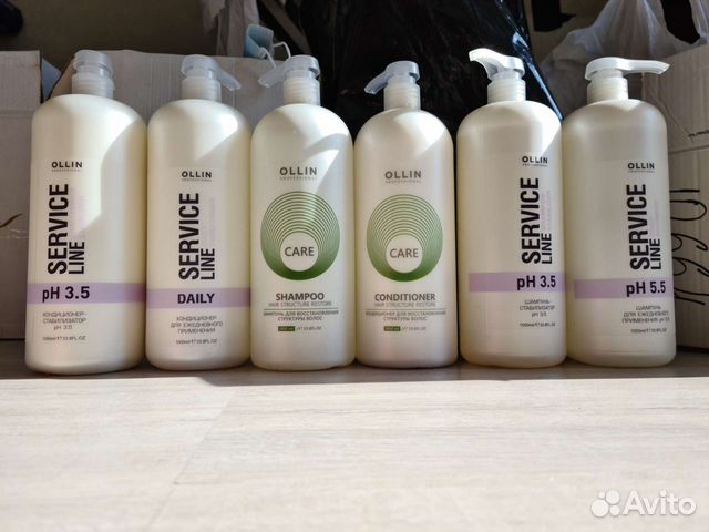 Литровые шампуни и бальзамы Оллин