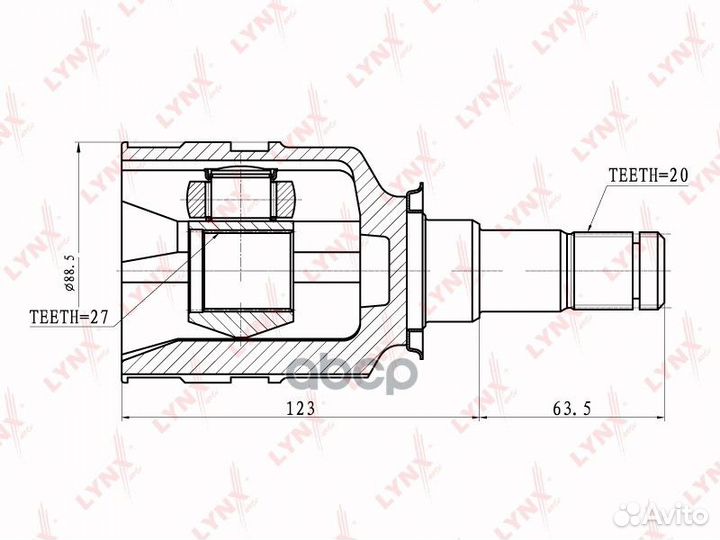 Шрус внутренний перед прав/лев CI7501 lynxauto
