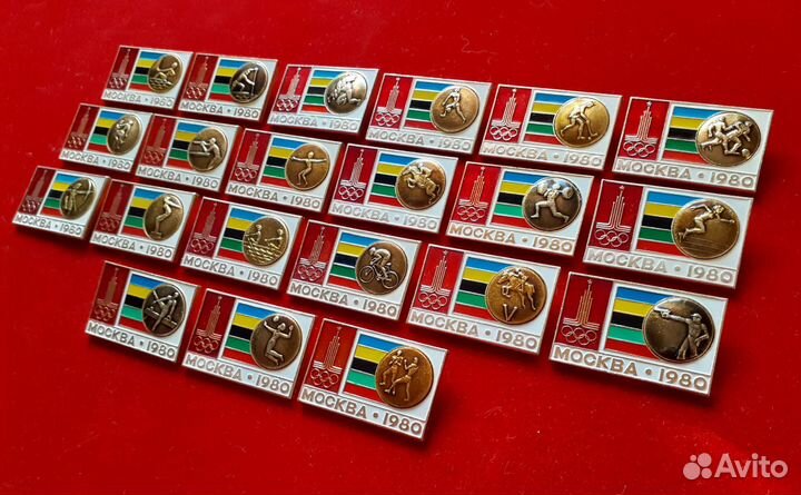 Полный, редкий, набор значков Олимпиада 80. Виды с