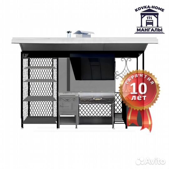 Супер-мангал с крышей и печью для кафе ресторана