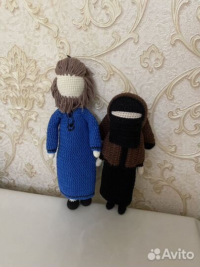 Кукла вязанная в хиджабе, химар, никаб, семья