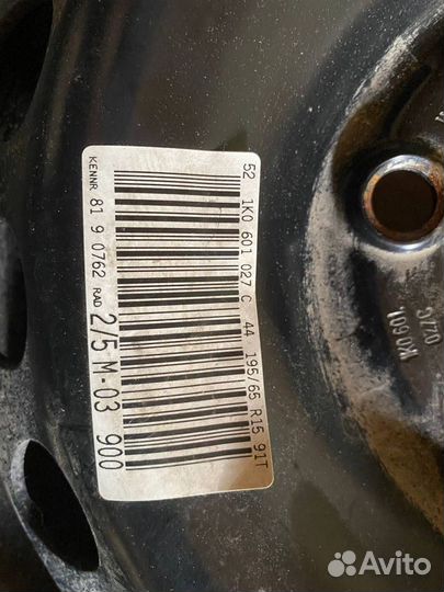 2 диска vw golf 5, 44 195/65 r15 91t