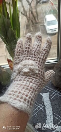 Ажурные перчатки из козьего пуха