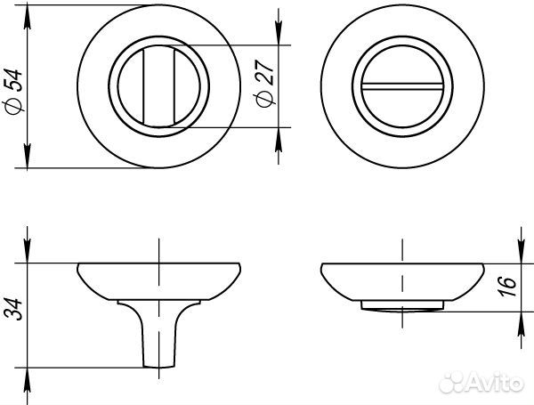 Завертка WC Fuaro BK6.R.RM54 (BK6 RM) SN/CP-3 мато