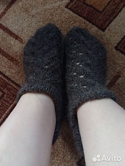 Короткие носки из козьего пуха + овечья шерсть