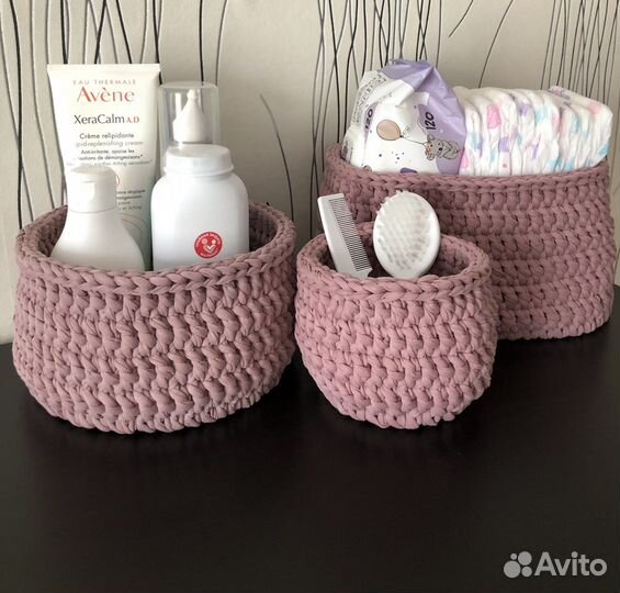 Корзиночки из трикотажной пряжи