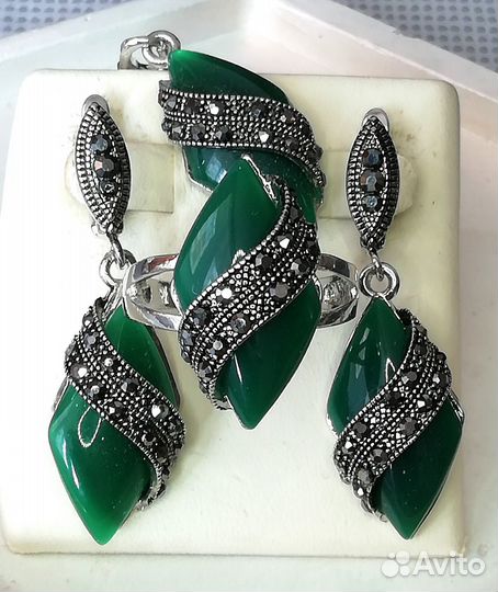 Серьги, кулон, кольцо 19,5 юв.сплав бижутерия С597