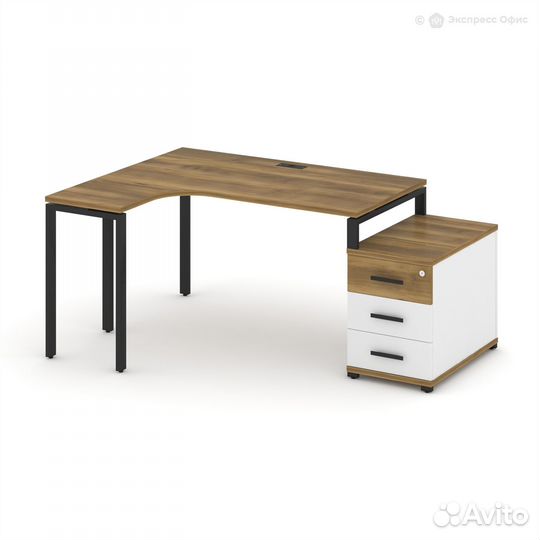 Стол письменный эргономичный левый с опорной тумбо