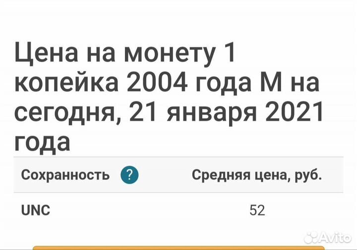 Банковский мешок с монетами 1 коп. 2004г