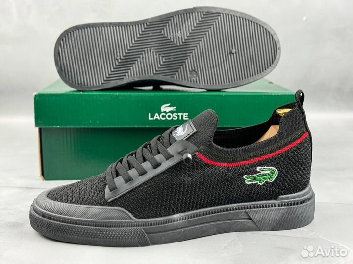 Мужские кеды Lacoste летние чёрные 2.0