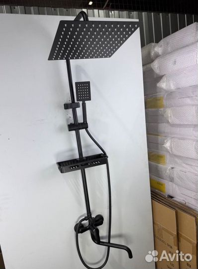 Душевая система 3 в 1 с дилнным краном черная