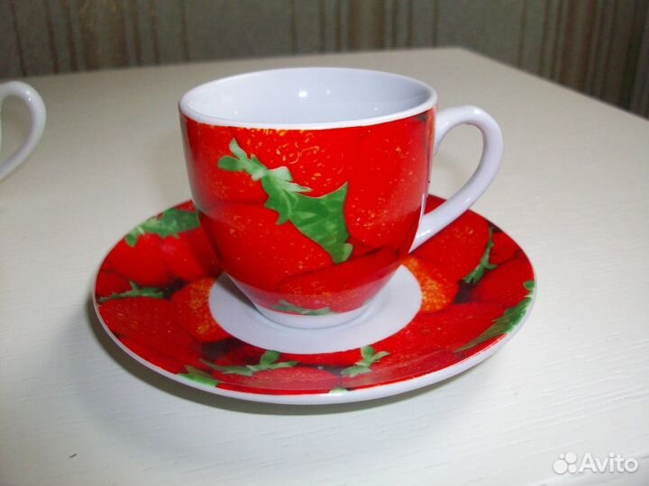 Кофейные пары Клубничка фарфор за все