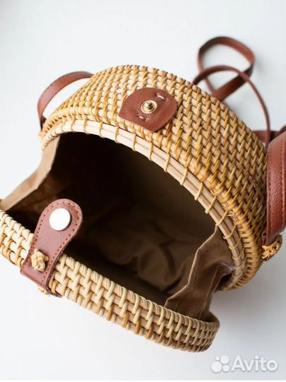 Сумка плетёная круглая из ротанга