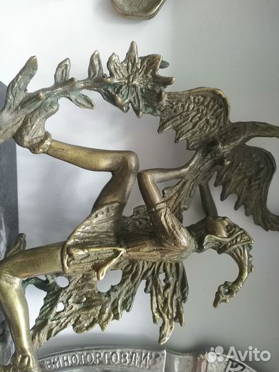 Статуэтка бронза серебро пепельница антиквариат