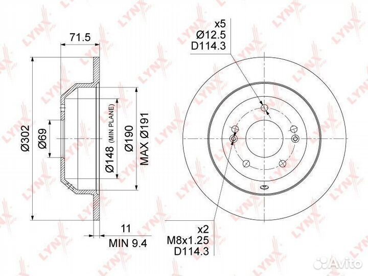 Диск тормозной зад Hyundai Santa Fe II (CM) 06-12